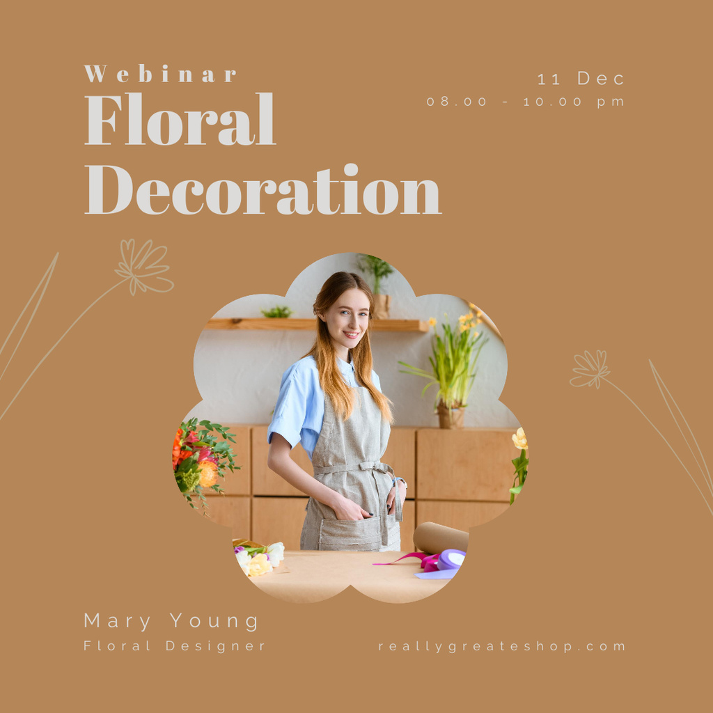 Floral Decor Webinar Announcement with Lead Florist Instagram Modelo de Design