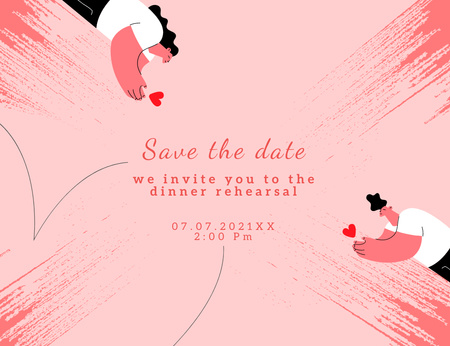 Wedding Announcement with Couple holding Hearts Invitation 13.9x10.7cm Horizontal Design Template