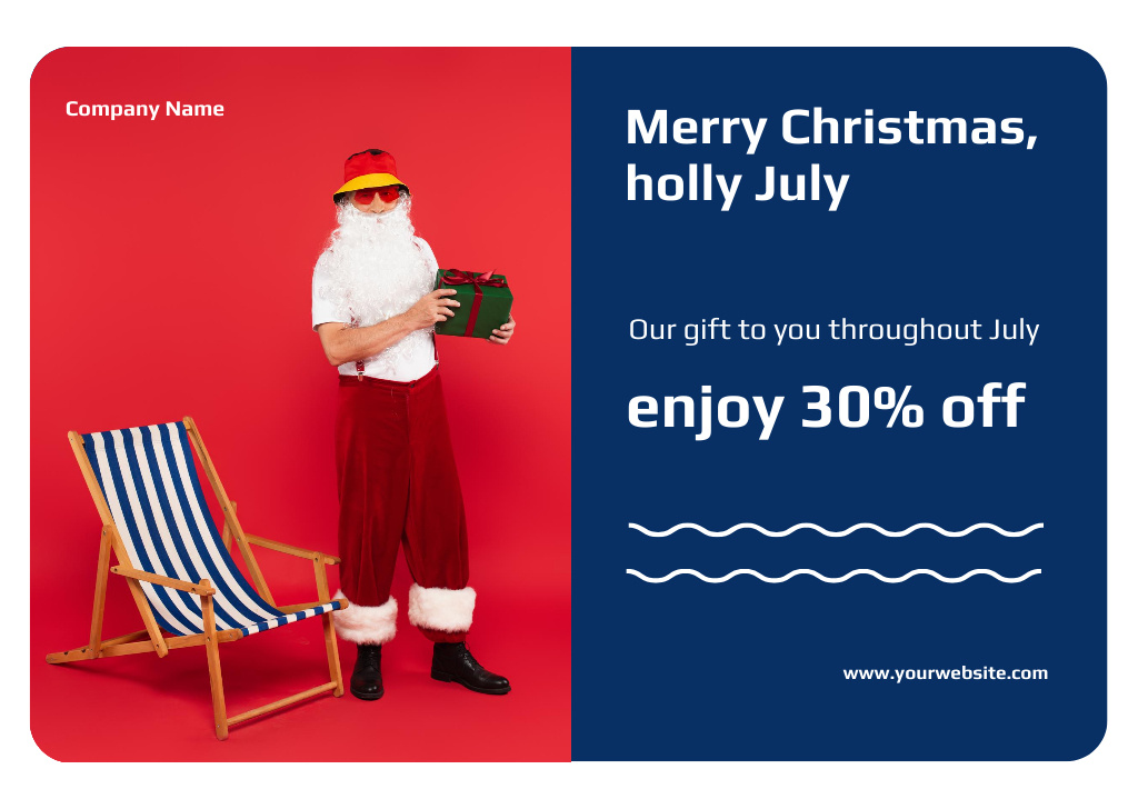 Cute Santa Claus for Christmas in July Card – шаблон для дизайну