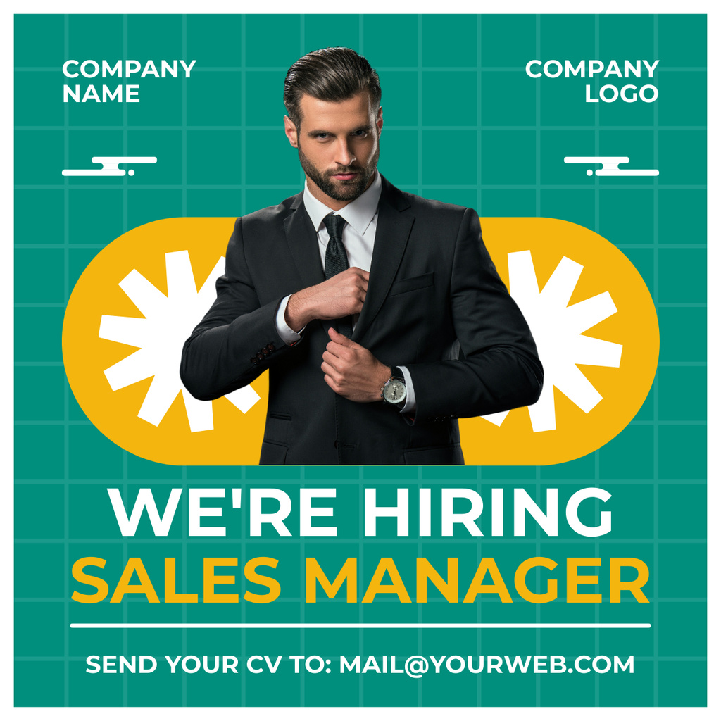 Platilla de diseño Recruitment of Sales Manager LinkedIn post