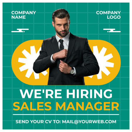 Recruitment of Sales Manager LinkedIn post Design Template