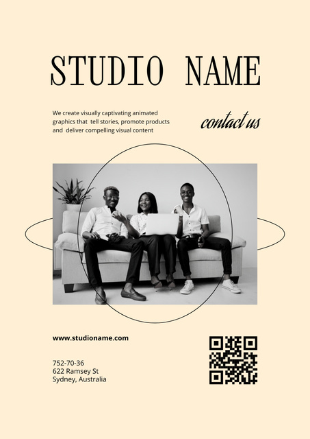 Design Studio Ad with Black People Poster Design Template