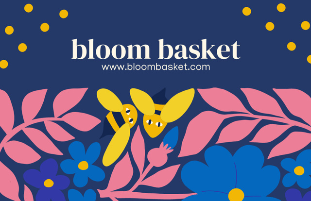 Flowers Shop Cartoon Illustrated Loyalty Business Card 85x55mmデザインテンプレート