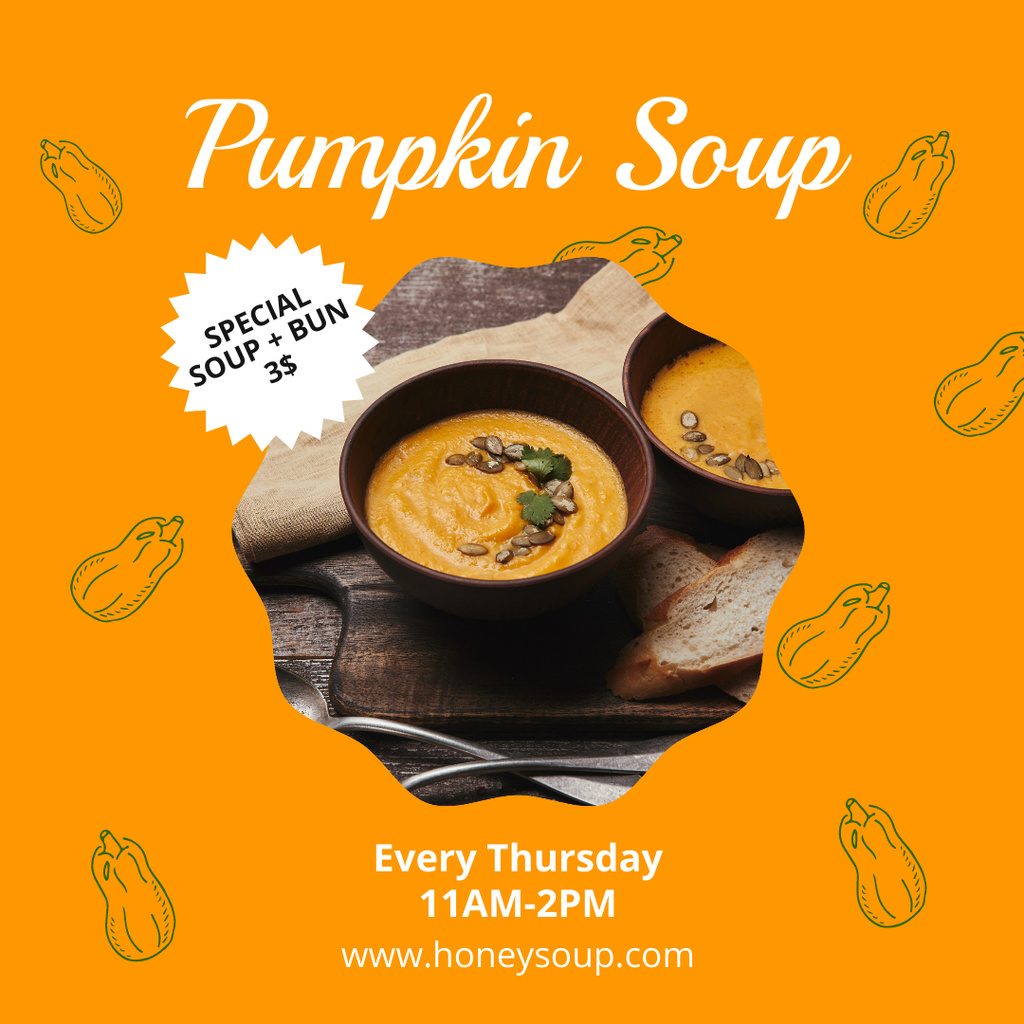 Special Pumpkin Soup Offer Instagramデザインテンプレート
