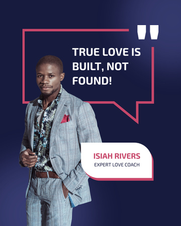 Citation about True Love with Handsome Man Instagram Post Vertical Design Template