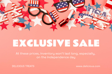 USA Independence Day Sale Announcement Postcard 4x6in Design Template
