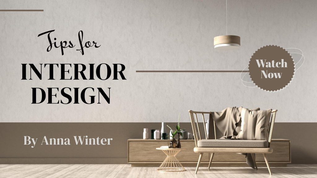 Discount Offer on Stylish Interior Design Youtube Thumbnail Design Template