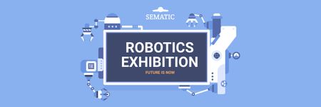 Robotics Exhibition Ad with Automated Production Line Email header Design Template
