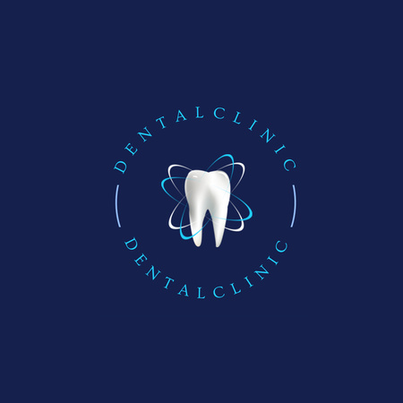Dental Сlinic Emblem with Tooth Logo Design Template
