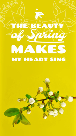 Designvorlage Blühende Kirsche mit Frühlingszitat für Instagram Video Story