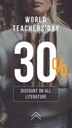 Modèle de visuel Annonce de vente de livres pour la Journée des enseignants - Instagram Story