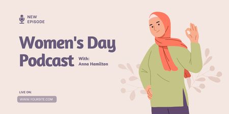Template di design Annuncio podcast sulla Giornata internazionale della donna Twitter