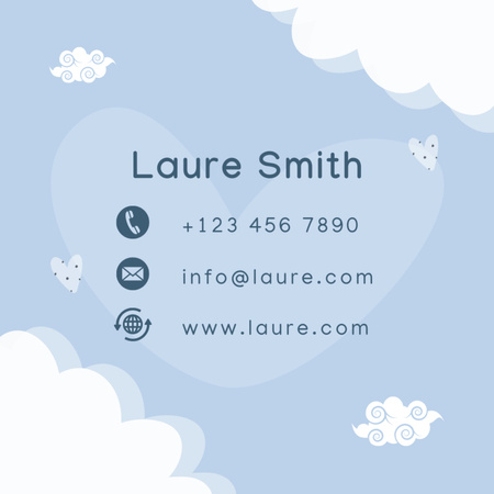Cute Babysitting Services Promotion with Clouds Square 65x65mm Design Template