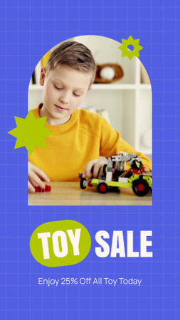 Boy Playing with Toy Car-Constructor Instagram Video Story Design Template