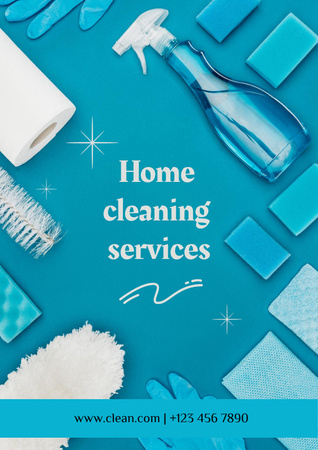 Cleaning Services with Blue Detergent Poster Design Template