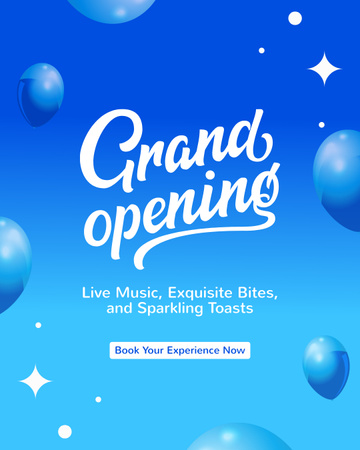Platilla de diseño Unmissable Opening Event With Balloons And Stars Instagram Post Vertical