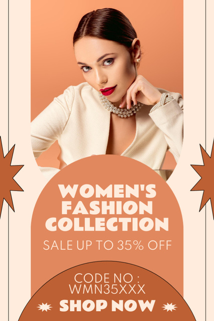 Fashion Ad with Woman in Red Lipstick and Elegant Necklace Tumblr Design Template