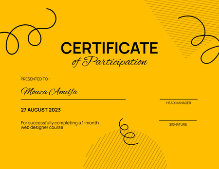 Plantilla de diseño de Premio a la participación en el curso de diseño Certificate 