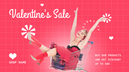 Valentine's Day Sale with Pin Up Woman FB event cover Design Template