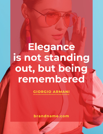 Quote about Elegance with Young Attractive Woman Poster 8.5x11in Design Template