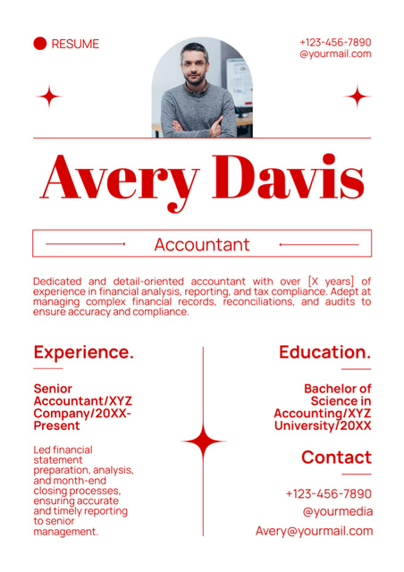 Designvorlage Skills and Experience in Accounting für Resume