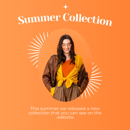 Woman in Modern Clothing for Summer Outfit Collection Instagram Design Template