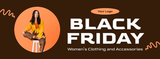 Ontwerpsjabloon van Facebook cover van Women's Clothes and Accessories Sale on Black Friday