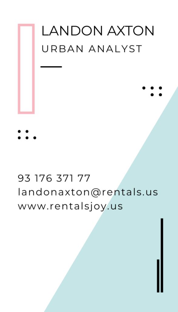 Urban Analyst Contacts on White Business Card US Vertical Design Template