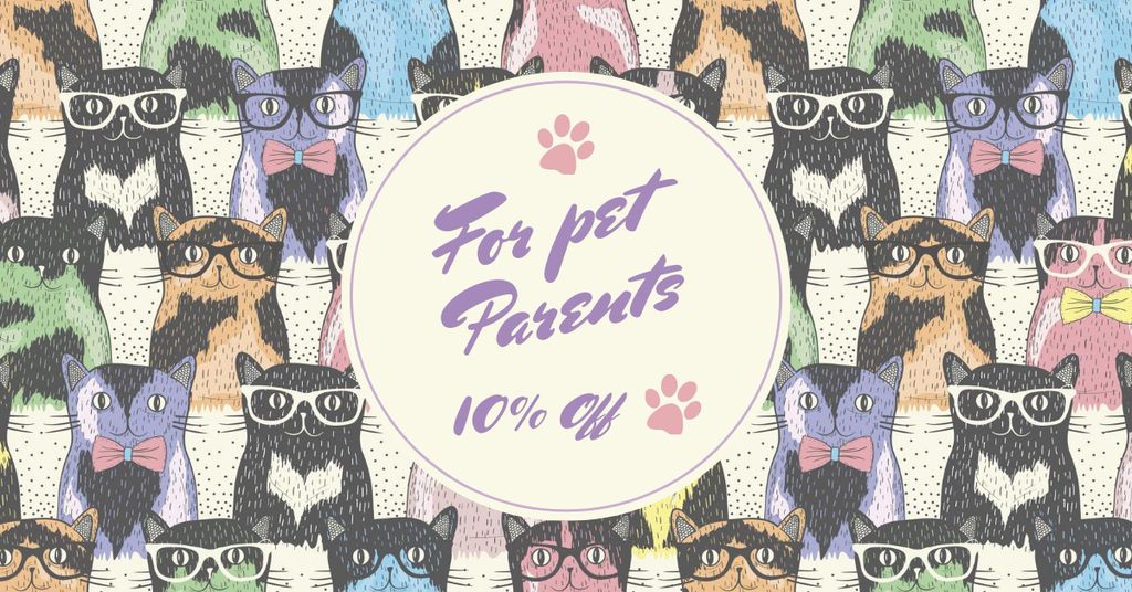 Plantilla de diseño de Funny Cats in Glasses Facebook AD 