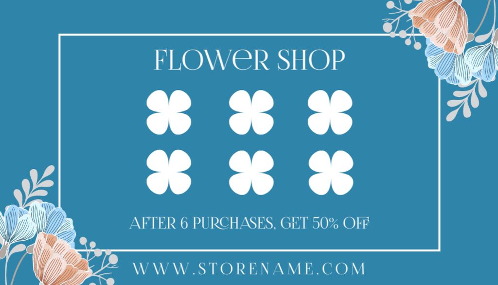 Offer of Discount by Flower Shop for Loyalty Business Card US Tasarım Şablonu