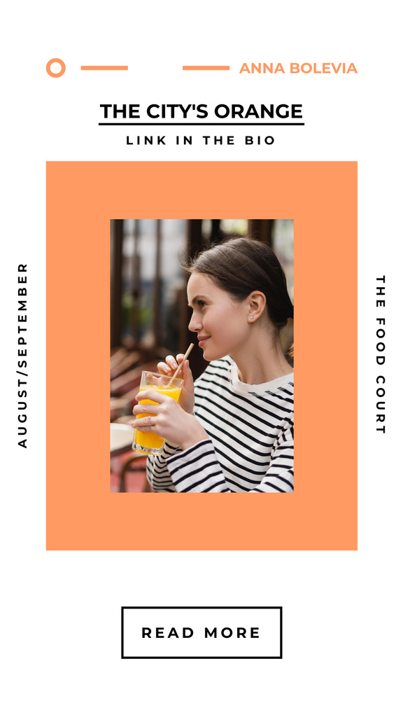 Plantilla de diseño de Woman for food court orange Instagram Story 