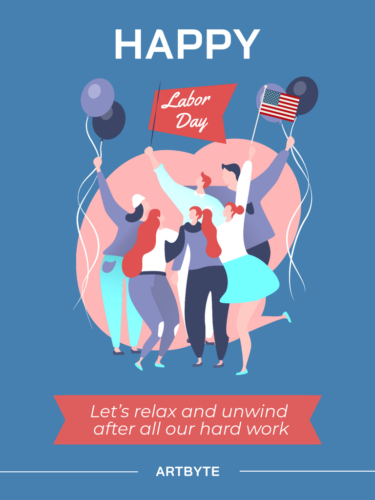 Patriotic Labor Day Celebration With Flags Poster US Design Template