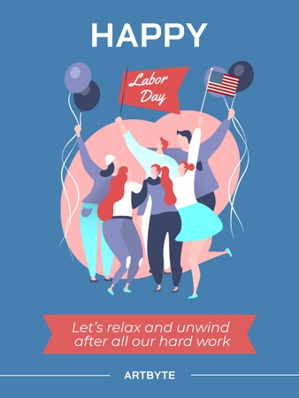 Labor Day Celebration Announcement Poster US Design Template