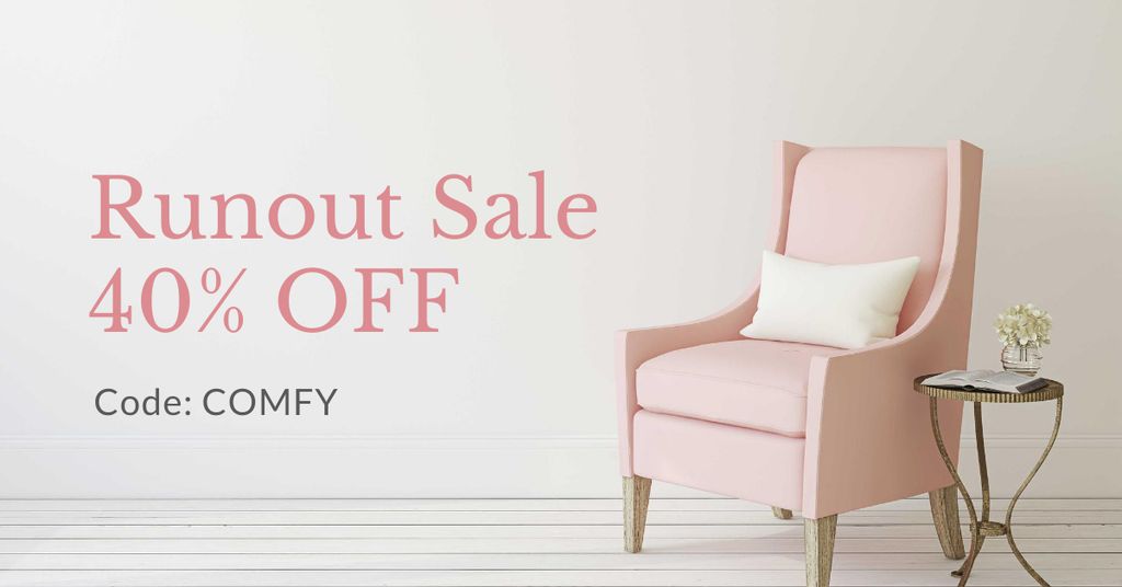 Furniture Store ad with Armchair in pink Facebook ADデザインテンプレート
