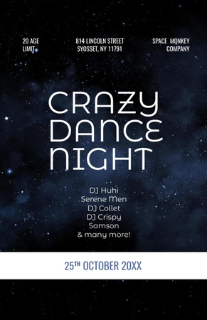 Night Dancing Party With Stars In Sky Invitation 5.5x8.5in Design Template