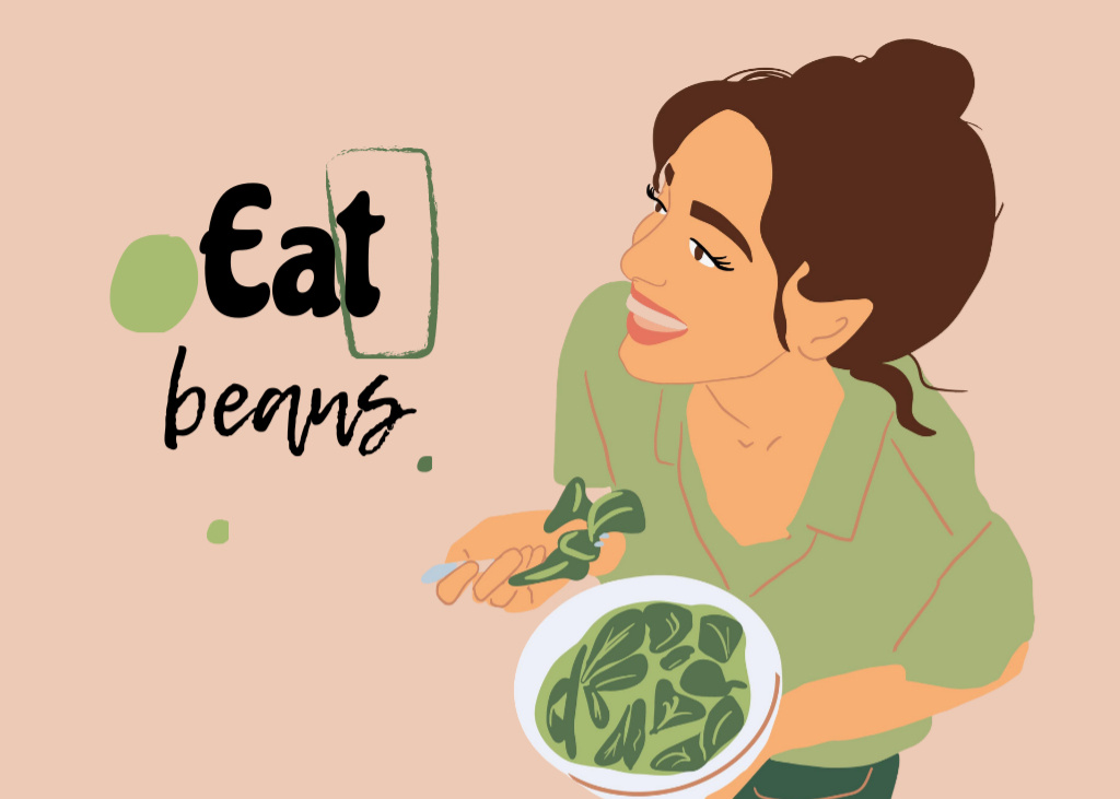 Vegan Lifestyle Concept With Beans on Beige Postcard 5x7in – шаблон для дизайну