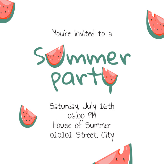 Exciting Summer Party With Watermelon Announcement Instagram Design Template