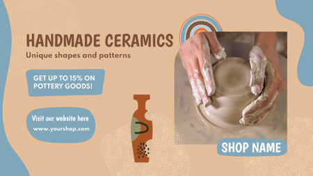 Designvorlage Handgemachte Keramikwaren mit Rabatt für Full HD video