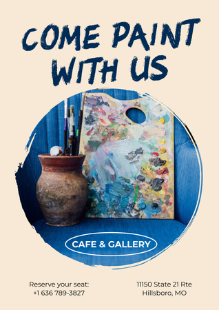 Cafe and Gallery Invitation Poster Design Template
