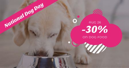 Discount for dog food on National Dog Day Facebook AD Design Template