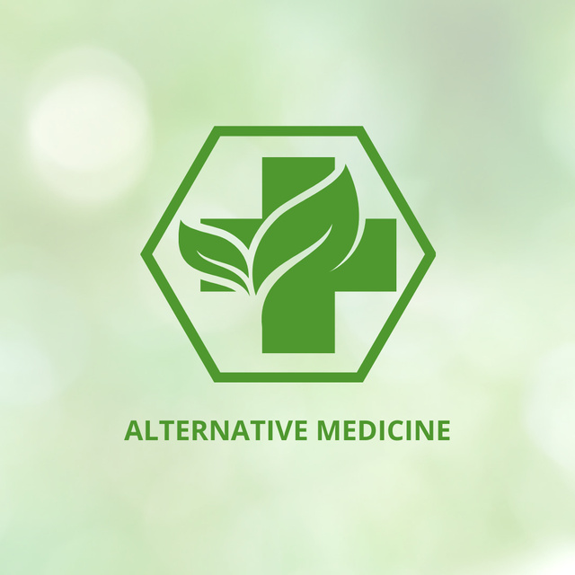 Ontwerpsjabloon van Animated Logo van Alternative Medicine Emblem With Green Cross