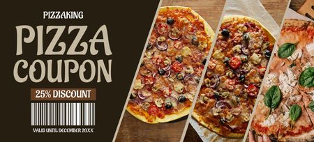 Collage with Pizza Discount Voucher Coupon 3.75x8.25in Design Template