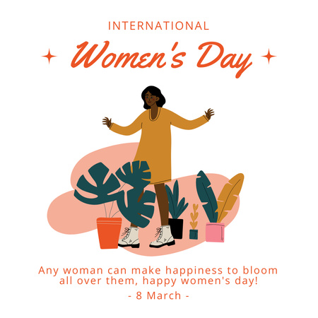 Designvorlage Woman with Flowers on International Women's Day für Instagram