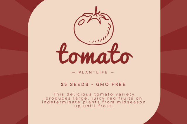 Ontwerpsjabloon van Label van Tomato Seeds Offer with Illustration in Red