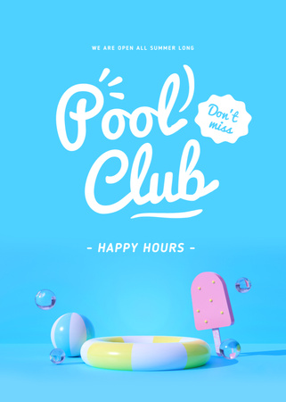 Pool Club Happy Hours Announcement Flayer tervezősablon
