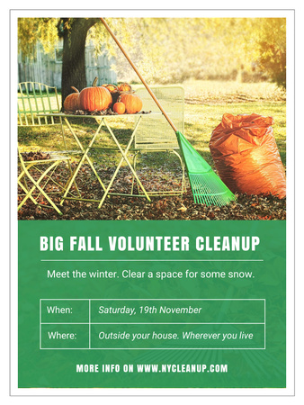 Ontwerpsjabloon van Poster US van Volunteer Cleanup with Pumpkins in Autumn Garden