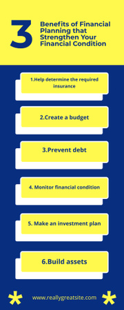 Szablon projektu Lista korzyści związanych z planowaniem finansowym Infographic