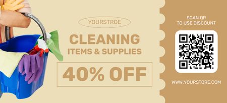 Cleaning Items and Supplies Beige Coupon 3.75x8.25in Design Template