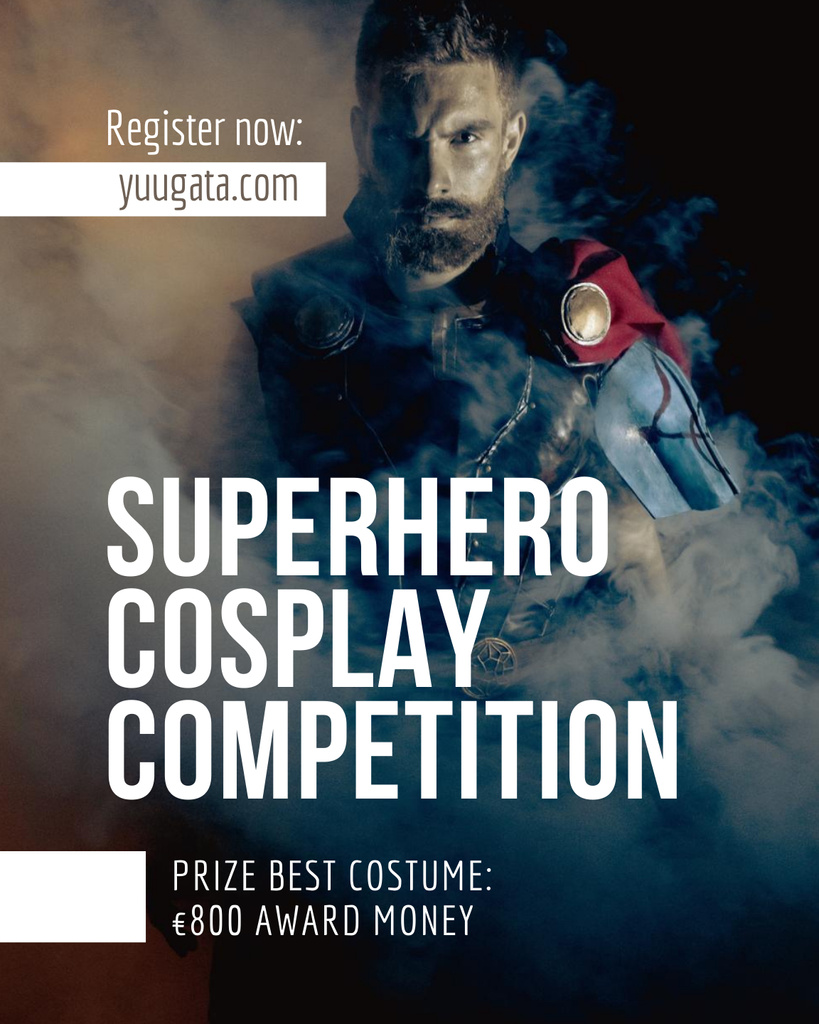 Designvorlage Impressive Superhero Cosplay Challenge Announcement für Poster 16x20in