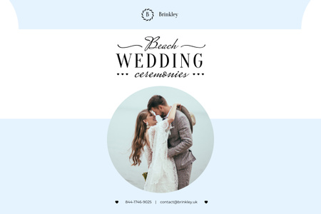 Wedding Ceremonies Organization with Newlyweds at the Beach Poster 24x36in Horizontal – шаблон для дизайну